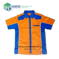 Short Sleeves Shirt with Orange and Blue Combination