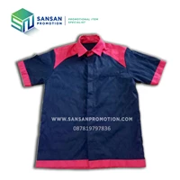 Short Sleeves Shirt with Blue and Red Combination